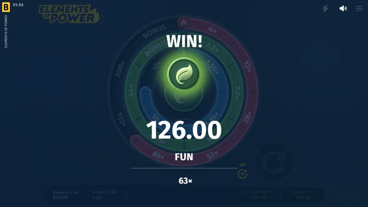 Antarmuka permainan slot Elements of Power dengan elemen alam