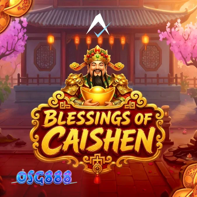Tampilan visual slot Blessings of Caishen dengan simbol naga dan nuansa emas.